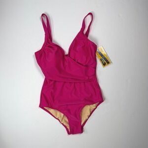 Caribbean Sand Retro Minimalist Womens One Piece Swimsuit Hot Pink MS-CSSOL